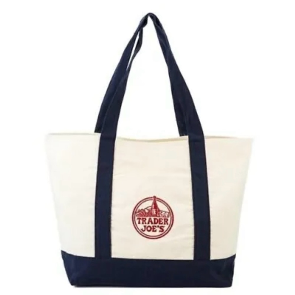 NWT Trader Joe's Reusable Canvas Tote Bag, Navy - Picture 2 of 6